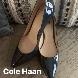COLE HAAN GRAND OS BLUE PATENT PUMPS - SIZE 7 NWOT